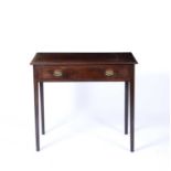 Mahogany side table George III, with one long drawer having original brass handles, 85cm wide x 50cm