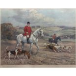 After Alfred Grenfell Haigh (1870-1963) Huntsmen and hounds, coloured print, signed in pencil,
