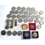 Collection of coins to include: Cased silver Queen Elizabeth II 80th Birthday five pound pair,