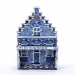 Delft blue and white model house Dutch, marked to the veranda 'IN'T MAKKUMERHUIS', 18cm high x