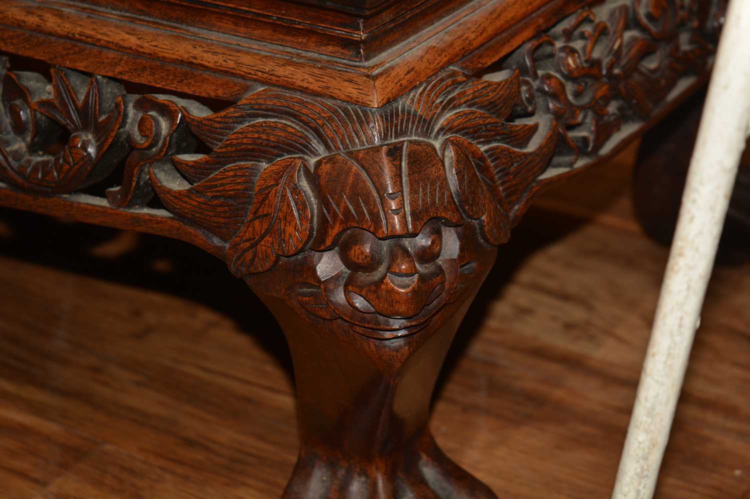 Carved hardwood low table Chinese, with dragon carved decoration, 116cm x 45cm, 31cm highCondition - Image 6 of 13