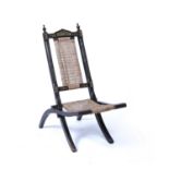 Aesthetic ebonised folding chair late 19th Century, with cane seat and back, 87cm high x