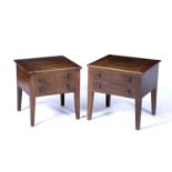 Two mahogany similar bedside tables 19th Century, each with a dummy front, originally commodes, 45cm