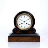 Drumhead mantel clock French, 19th Century, 8-day striker, the white enamel dial with black Roman