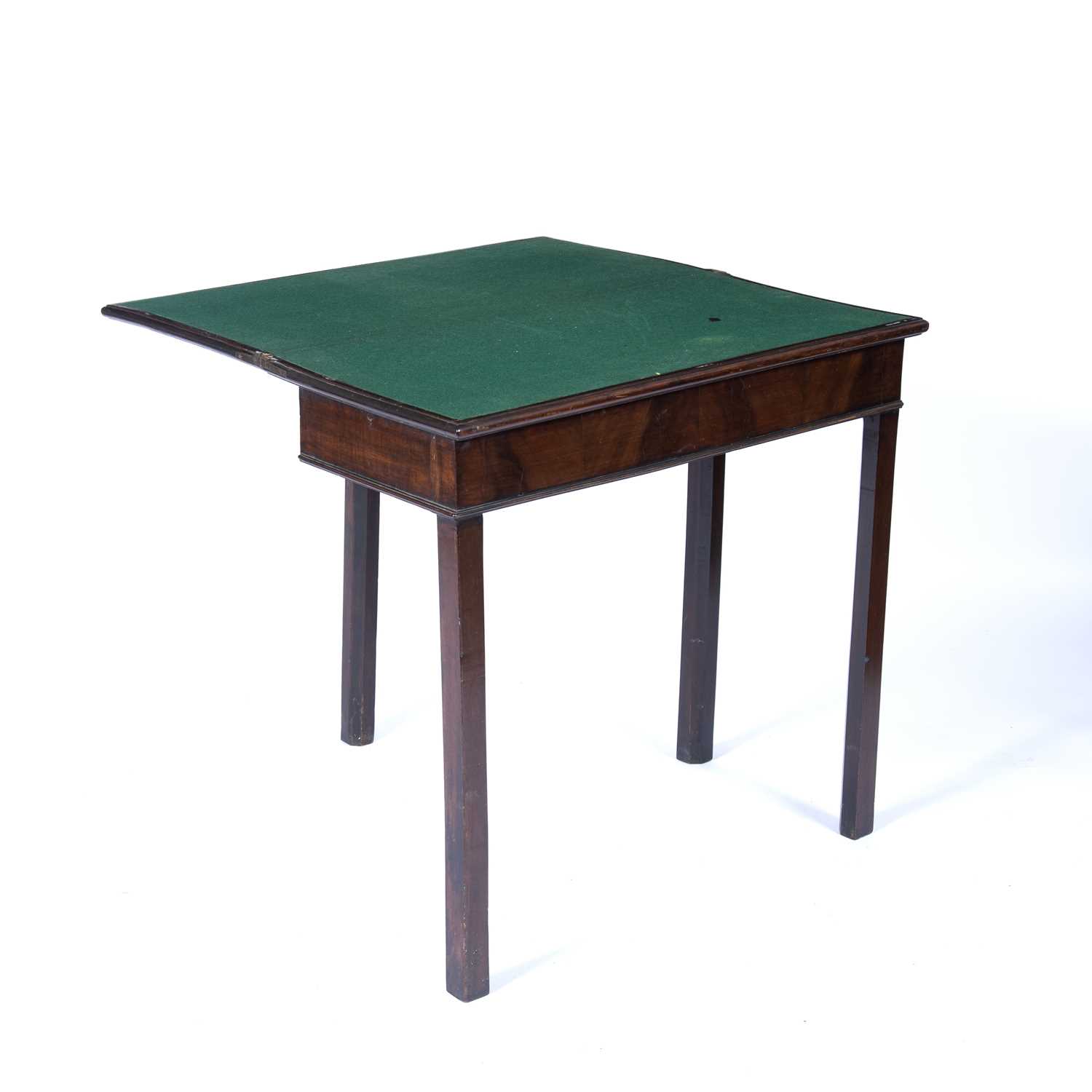 Mahogany rectangular card table 19th Century, with fold-over top on chamfered legs, 75cm wide x 37cm - Image 2 of 2