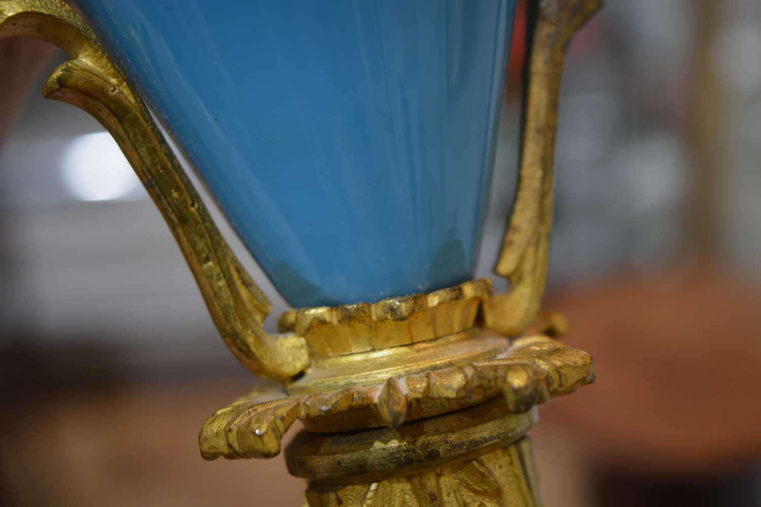 Pair of opaline and gilt metal table lamps French, early 20th Century, 22cm highCondition report: At - Image 2 of 6