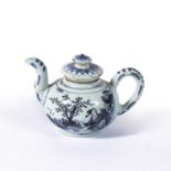 Delft blue and manganese small teapot Dutch, early 18th Century, painted in the Chinese taste, 15 cm