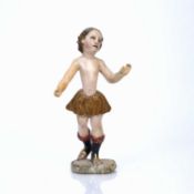 Carved and painted pine standing figure of a boy Spanish, 18th Century, the standing figure with