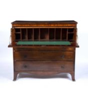 Mahogany and crossbanded secretaire chest 19th Century, fitted writing drawer with dummy front and