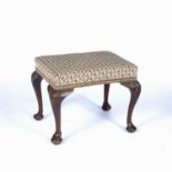 Mahogany and tapestry stool on carved supports, 62cm x 48cm x 45cm highCondition report: Tapestry