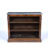 Rosewood open bookcase William IV with later marble top, carved brackets to the sides and with