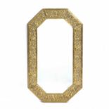 Arts and Crafts style brass embossed frame mirror, 42cm x 73cmCondition report: Overall ok with no