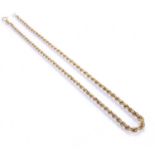 18ct gold ropetwist necklace bearing marks to the clasp, 42cm long approx overall, 12g approx