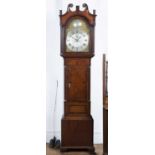 Oak and mahogany longcase clock by Evans of Dudley, 19th Century with eight-day movement and date