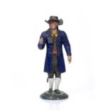 Tin advertising figure likely made for Quaker Oats, depicting a Quaker standing on a plinth 36.5cm