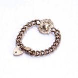 Victorian 9ct rose gold bracelet with later additions of sporting fob medal and a detachable heart