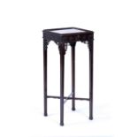 Mahogany square top nightstand Edwardian, in the Chippendale style with pull out candle slide on