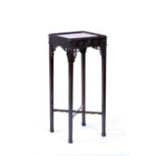 Mahogany square top nightstand Edwardian, in the Chippendale style with pull out candle slide on