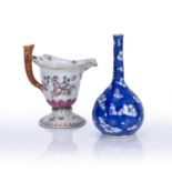 Famille rose European shape cream jug Chinese, Qianlong 10.5cm high and a Chinese blue and white