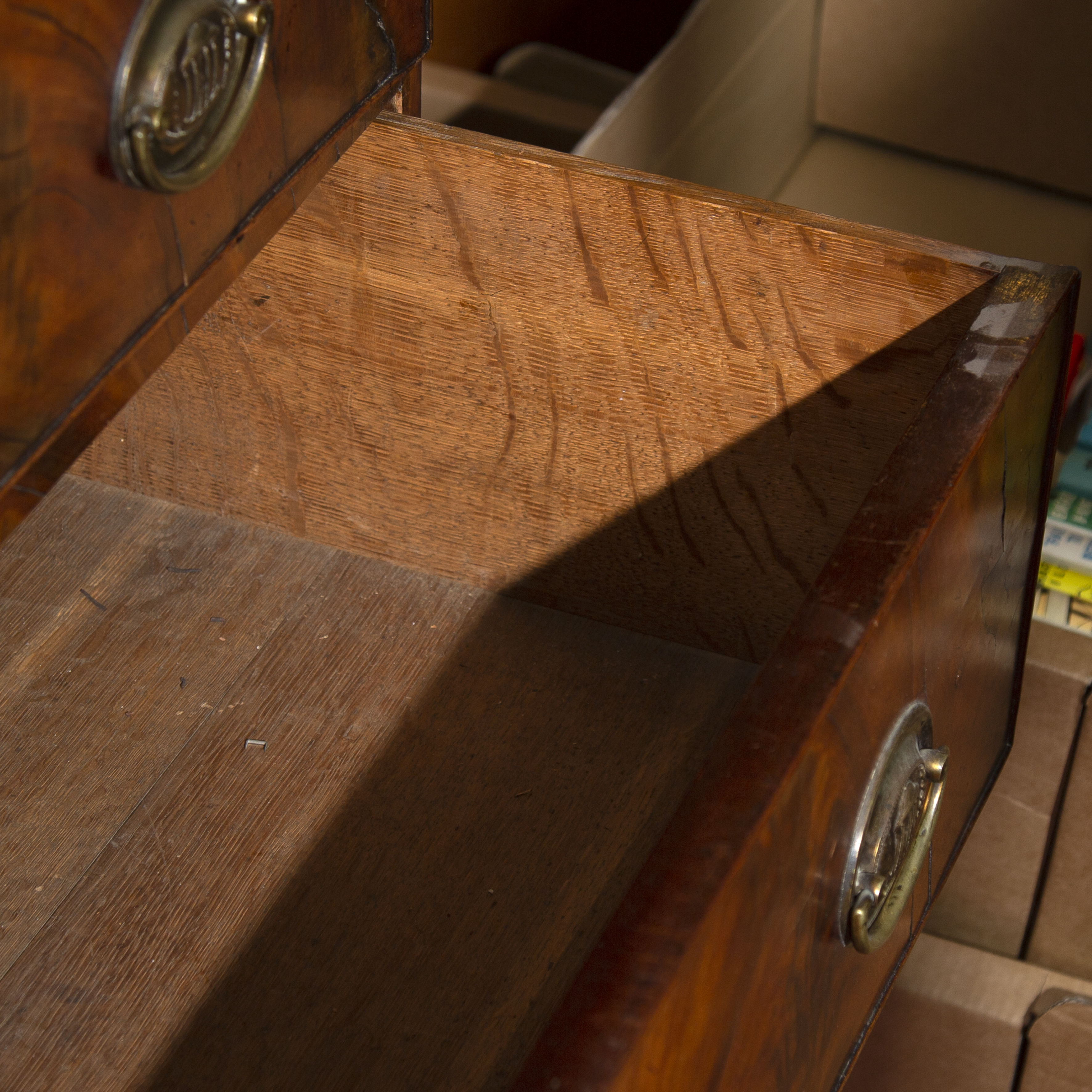 A George III mahogany secretaire, with fitted interior and panelled as two drawers, with two further - Image 3 of 3