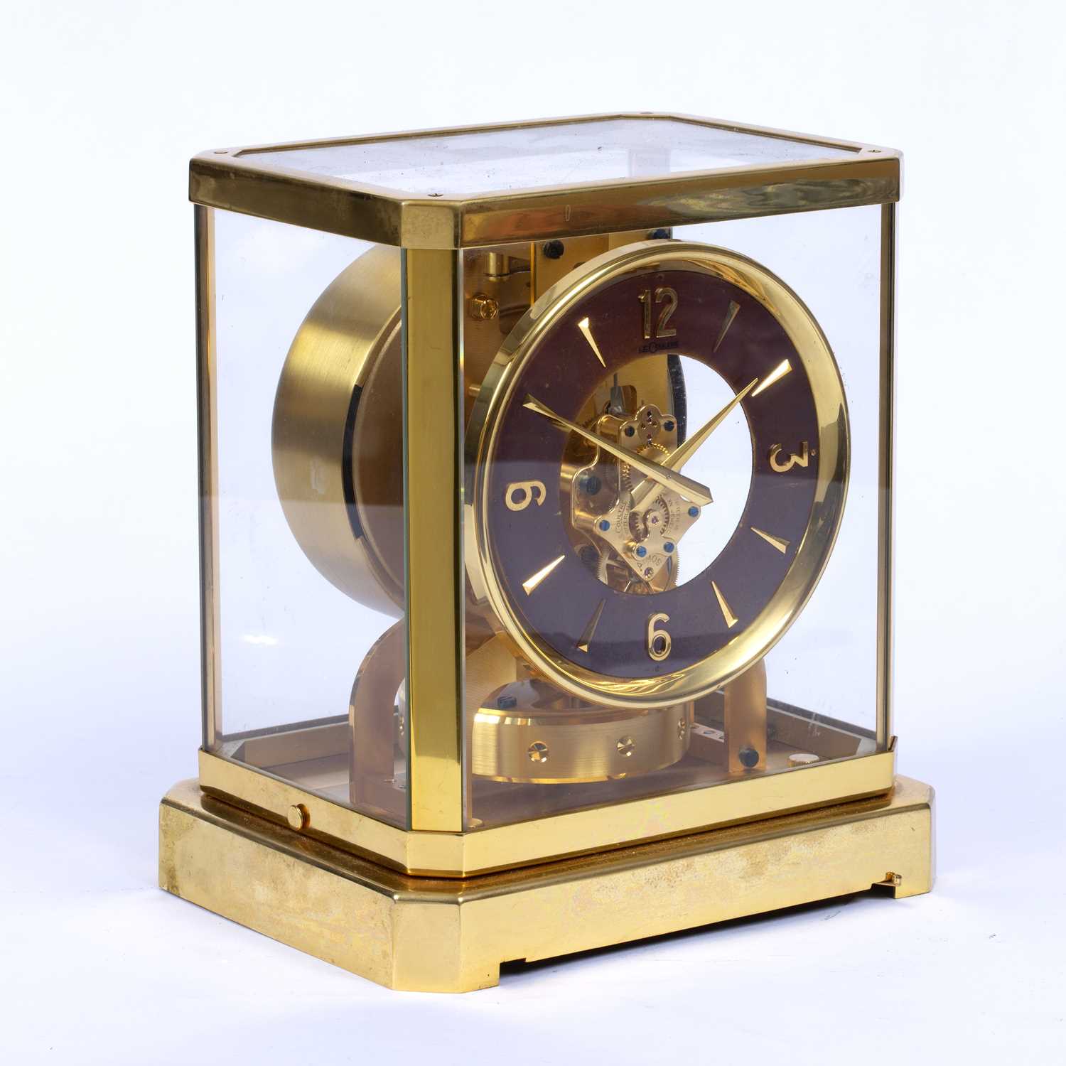 A Jaeger-LeCoultre Atmos clock, the dial with brown chapter ring, movement numbered 37839, in glazed - Image 2 of 7