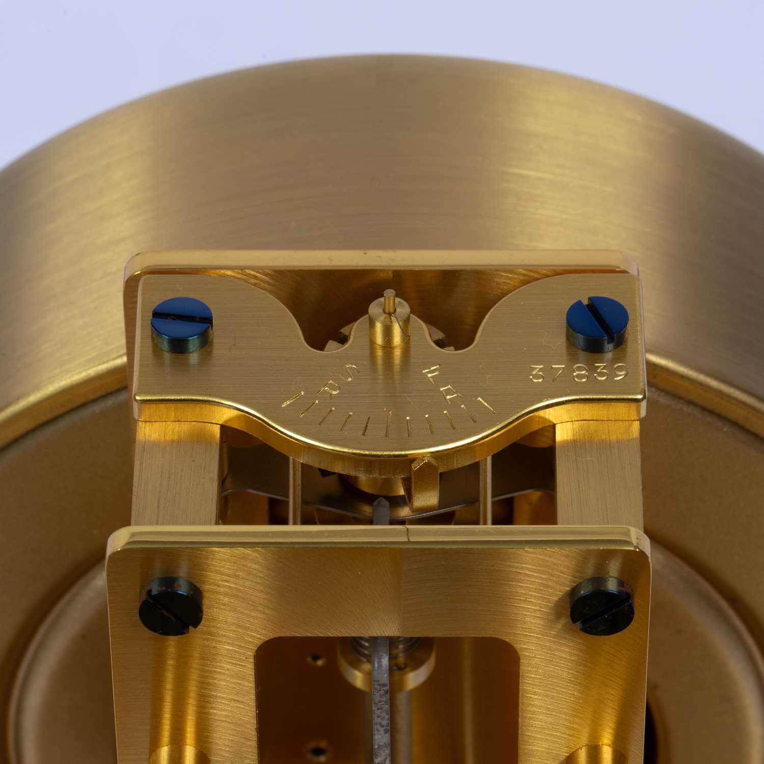 A Jaeger-LeCoultre Atmos clock, the dial with brown chapter ring, movement numbered 37839, in glazed - Image 6 of 7