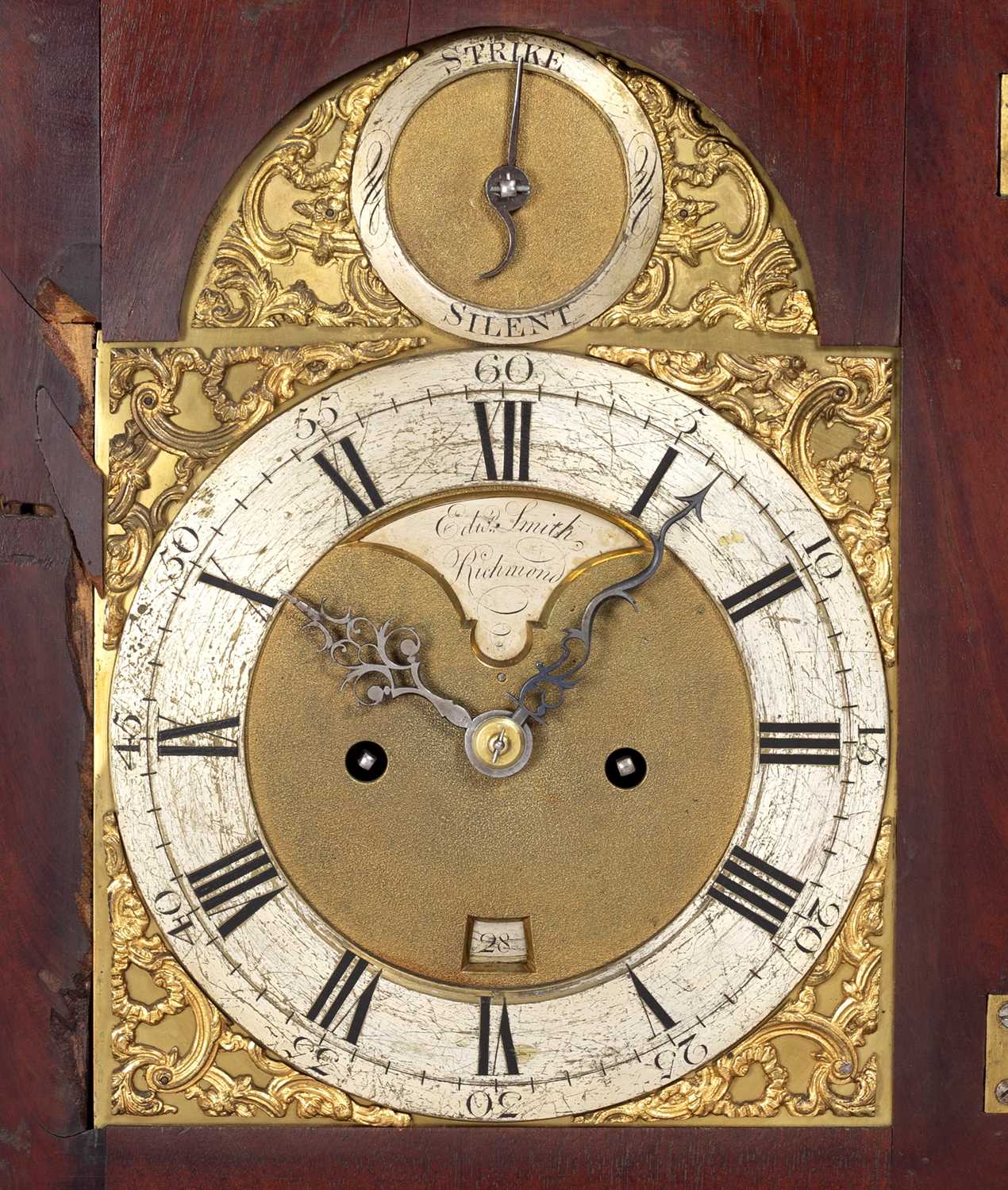A George III mahogany bracket clock, the arched brass dial signed Edw. Smith Richmond c1780 with - Image 2 of 6