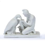 A 19th century Bing & Grondahl Eneret parian figure, of Ganymede with Jupiter as an eagle, on