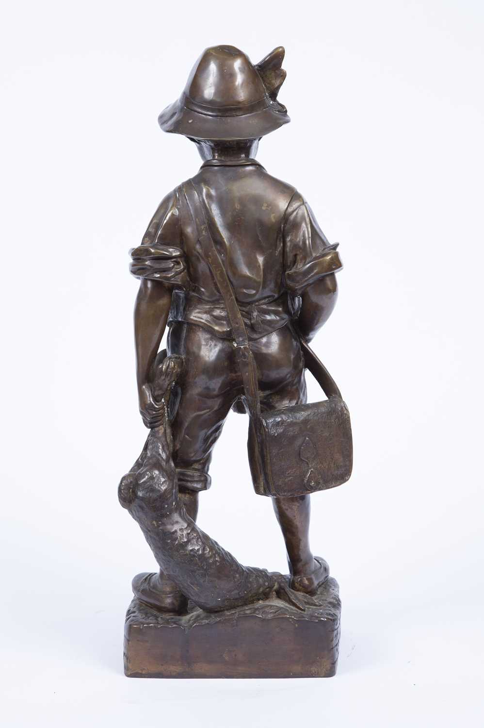 After Auguste Moreau - A filled bronze figure of a boy poacher, carrying his catch and wearing hat - Image 4 of 5