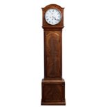 Josiah Lawrence, London: A George III mahogany small longcase clock, the arched hood with signed