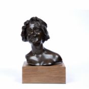 An Italian bronze bust of a young girl, by Lagana Foundry, Naples after Giuseppe Renda, mounted upon