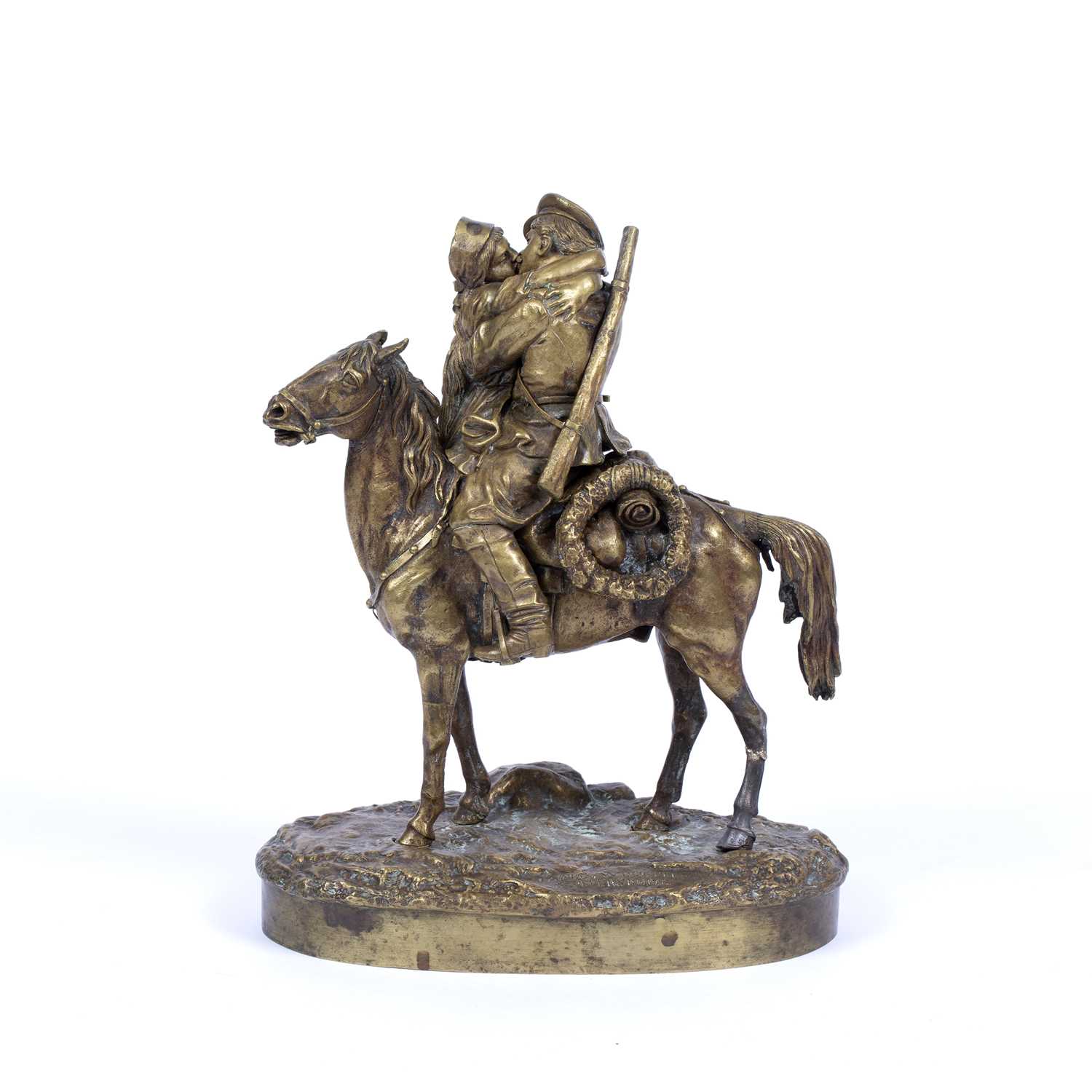 After Vassily Yakovlevitch Gratchev (1831-1905) - A Russian bronze equestrian figure group 'Farewell - Image 2 of 3