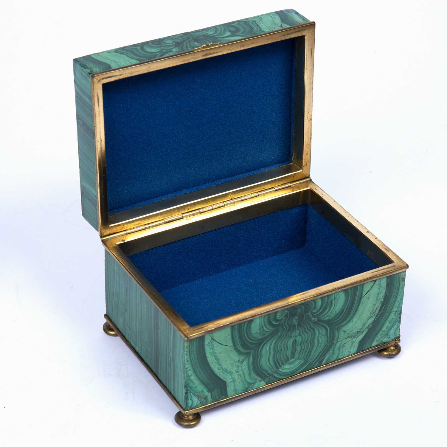 A 19th century Malachite and gilt bronze rectangular casket, possibly Russian, with well matched - Image 4 of 6