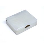 An Art Deco white onyx rectangular box, the sprung gilt metal hinge stamped 'Betjemann's Patent, No.