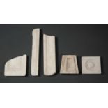 Architectural elements, five pieces of carved white marble, the largest 37cm high (5)Condition