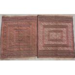 Two Pakistani red and brown ground woollen rugs 133cm x 103cm and 133cm x 105cmCondition report: