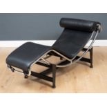 After Le Corbusier LC4, a chrome and leather chaise, 156cm long x 56cm wide x 79cm high.Condition