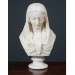 Orazio Andreoni Head and shoulder female marble bust, signed and dated 1885, 32cm wide x 52cm