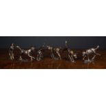 David Tomlinson, a set of six bronze figures of African hunting dogs, all named and signed to the