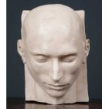 A lifesize plaster mask of a male head, 18cm wide x 25cm longCondition report: Surface chip to the