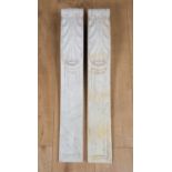 A pair of acanthus leaf carved marble pilaster brackets or corbels possibly from a fireplace, each