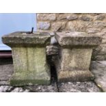 A pair of reconstituted stone plinths with square tops, 31cm wide x 37cm highCondition report: