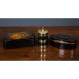 A tortoiseshell and pique decorated snuff box, 8cm long x 2.5cm high, a Prince Albert's safety