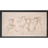 After the antique, a plaster cast of a chimney piece tablet, depicting a pastoral scene with