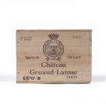 A sealed case of six bottles of Chateau Guruaud Larose 2003