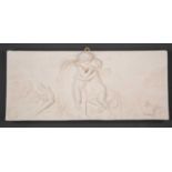 After the antique, a plaster cast of a chimney piece tablet, depicting Cupid and Psyche in a