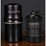 A Curta Calculator Type I, c.1959, with tin caseCondition report: In good condition, with minor