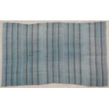 A 20th century striped blue ground rug 280cm x 200cm together with another similar rug, 200cm x