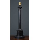 An ebonised turned column table lamp on circular base, 64.5cm high to the fittingCondition report: