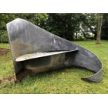 Paul Elliot FWCB, a scrolling bench, galvanized steel, 148cm wide x 116cm high approximately